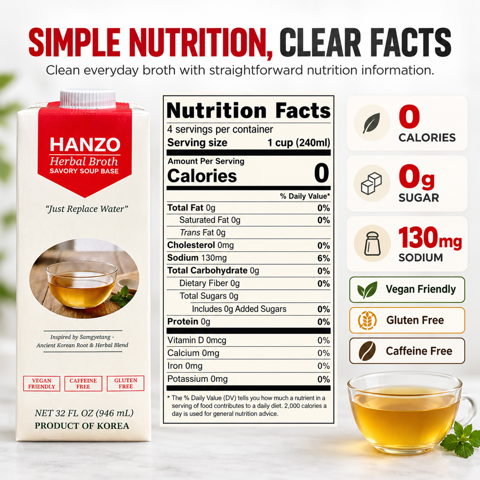 HANZO Herbal Broth nutrition information