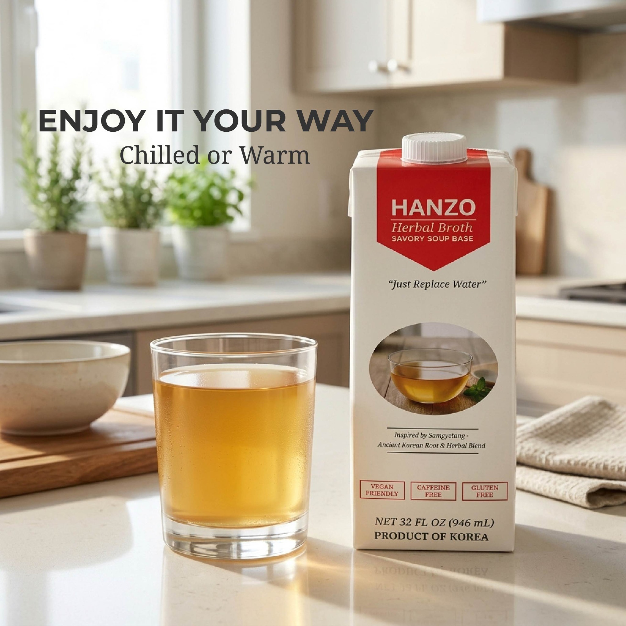 HANZO Herbal Broth served as a beverage